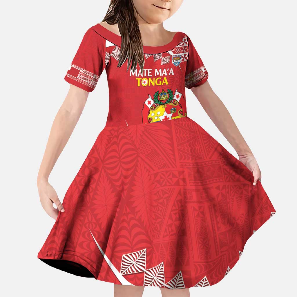 Custom Mate Maa Tonga Family Matching Long Sleeve Bodycon Dress and Hawaiian Shirt 2024 Go Champions LT14 Daughter's Dress Red - Polynesian Pride