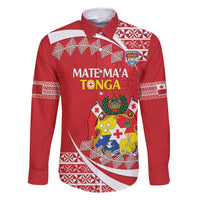 Custom Mate Maa Tonga Family Matching Long Sleeve Bodycon Dress and Hawaiian Shirt 2024 Go Champions LT14 Dad's Shirt - Long Sleeve Red - Polynesian Pride