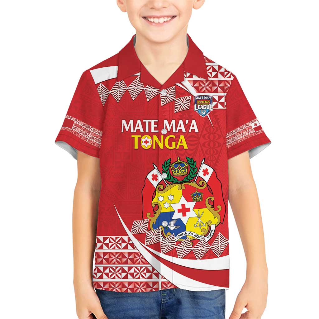 Custom Mate Maa Tonga Family Matching Long Sleeve Bodycon Dress and Hawaiian Shirt 2024 Go Champions LT14 Son's Shirt Red - Polynesian Pride