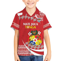Custom Mate Maa Tonga Family Matching Long Sleeve Bodycon Dress and Hawaiian Shirt 2024 Go Champions LT14 Son's Shirt Red - Polynesian Pride