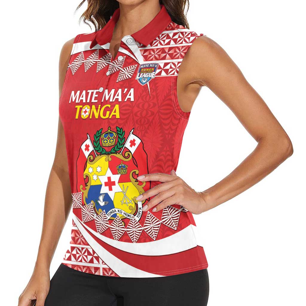 Custom Mate Maa Tonga Women Sleeveless Polo Shirt 2024 Go Champions