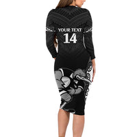 Aotearoa Rugby Custom Family Matching Long Sleeve Bodycon Dress and Hawaiian Shirt Maori Kiwi - Mascot Style LT14 - Polynesian Pride