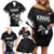 Aotearoa Rugby Custom Family Matching Off Shoulder Short Dress and Hawaiian Shirt Maori Kiwi - Mascot Style