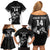 Aotearoa Rugby Custom Family Matching Off Shoulder Short Dress and Hawaiian Shirt Maori Kiwi - Mascot Style