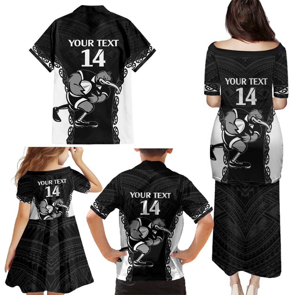 Aotearoa Rugby Custom Family Matching Puletasi and Hawaiian Shirt Maori Kiwi - Mascot Style