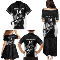 Aotearoa Rugby Custom Family Matching Puletasi and Hawaiian Shirt Maori Kiwi - Mascot Style