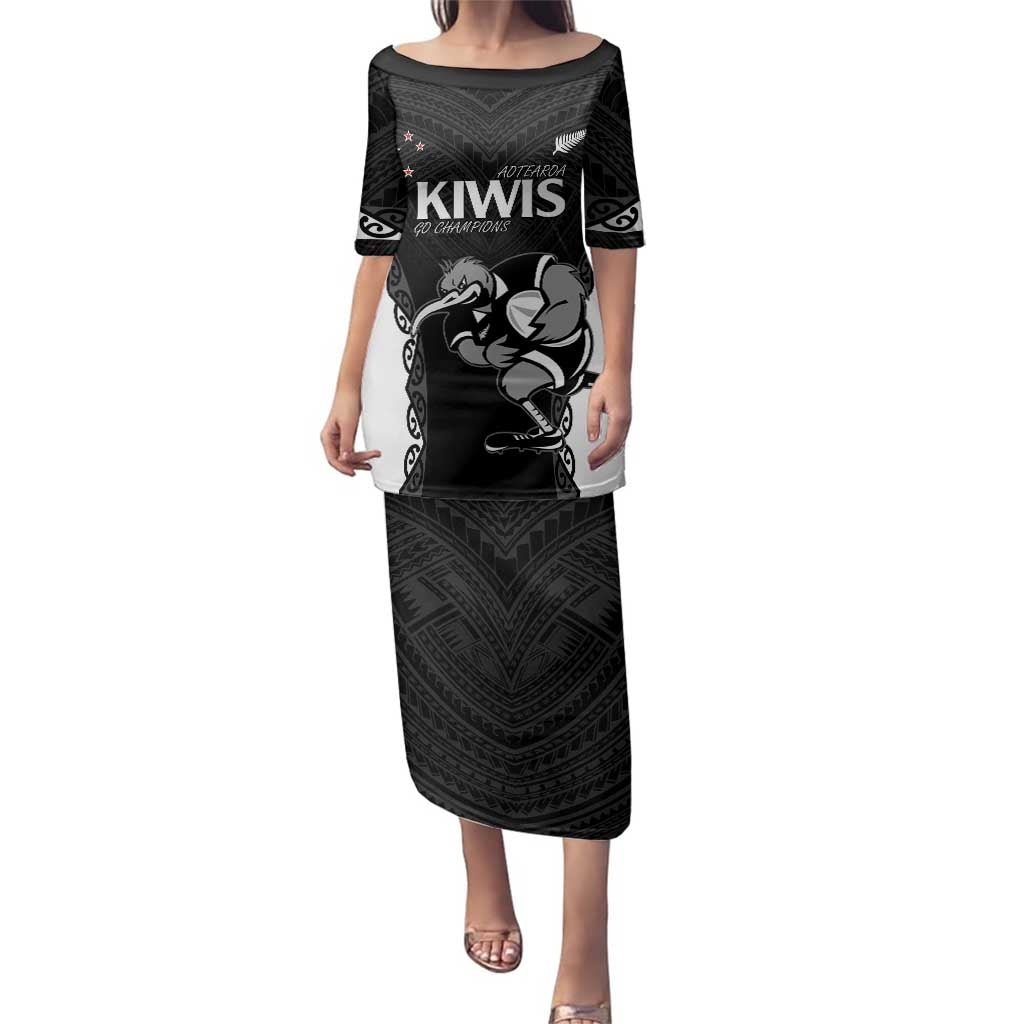 Aotearoa Rugby Custom Family Matching Puletasi and Hawaiian Shirt Maori Kiwi - Mascot Style