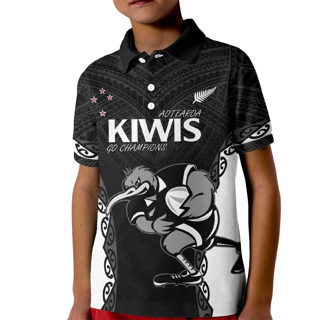 Aotearoa Rugby Custom Kid Polo Shirt Maori Kiwi - Mascot Style