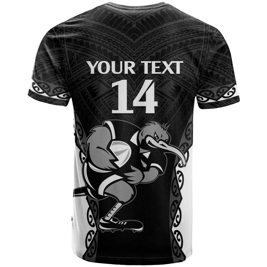 Aotearoa Rugby Custom T Shirt Maori Kiwi - Mascot Style