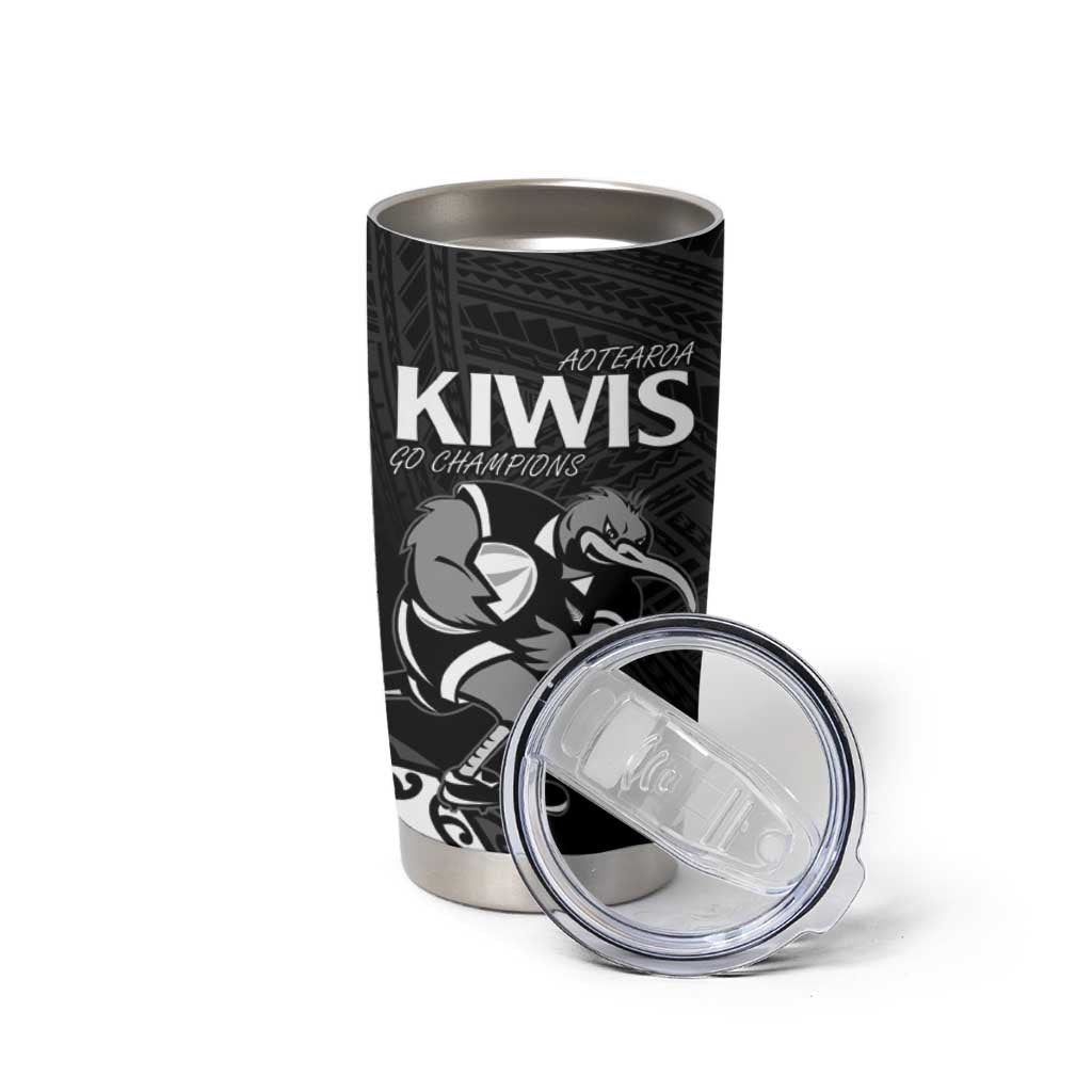 Custom Aotearoa Rugby Tumbler Cup Maori Kiwi - Mascot Style