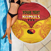 Papua New Guinea Rugby Custom Beach Blanket Go Kumuls PNG - Polynesian Pattern