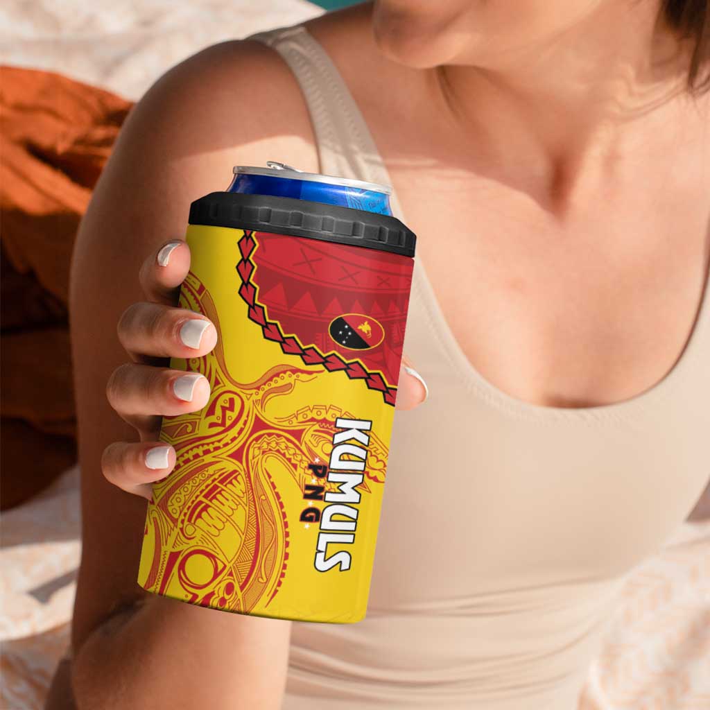 Custom Papua New Guinea Rugby 4 in 1 Can Cooler Tumbler Go Kumuls PNG - Polynesian Pattern