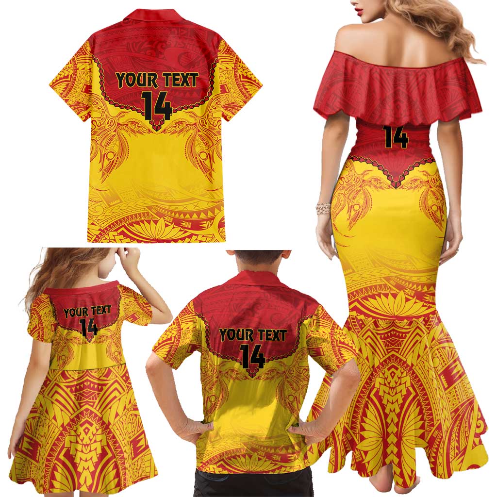 Papua New Guinea Rugby Custom Family Matching Mermaid Dress and Hawaiian Shirt Go Kumuls PNG - Polynesian Pattern LT14 - Polynesian Pride