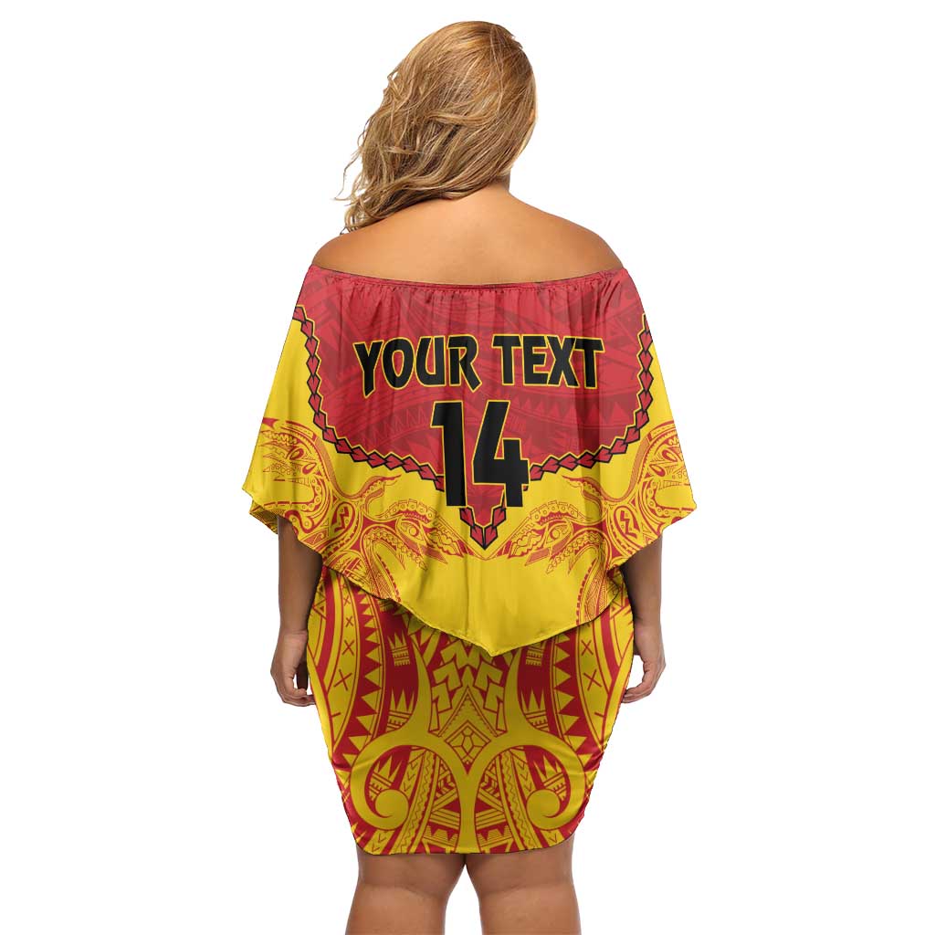 Papua New Guinea Rugby Custom Family Matching Off Shoulder Short Dress and Hawaiian Shirt Go Kumuls PNG - Polynesian Pattern