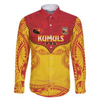 Papua New Guinea Rugby Custom Family Matching Short Sleeve Bodycon Dress and Hawaiian Shirt Go Kumuls PNG - Polynesian Pattern LT14 Dad's Shirt - Long Sleeve Yellow - Polynesian Pride