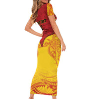 Papua New Guinea Rugby Custom Family Matching Short Sleeve Bodycon Dress and Hawaiian Shirt Go Kumuls PNG - Polynesian Pattern LT14 - Polynesian Pride