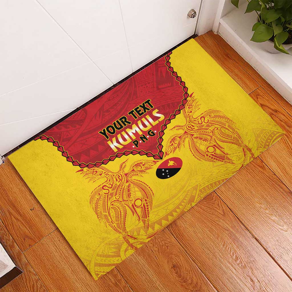 Papua New Guinea Rugby Custom Rubber Doormat Go Kumuls PNG - Polynesian Pattern