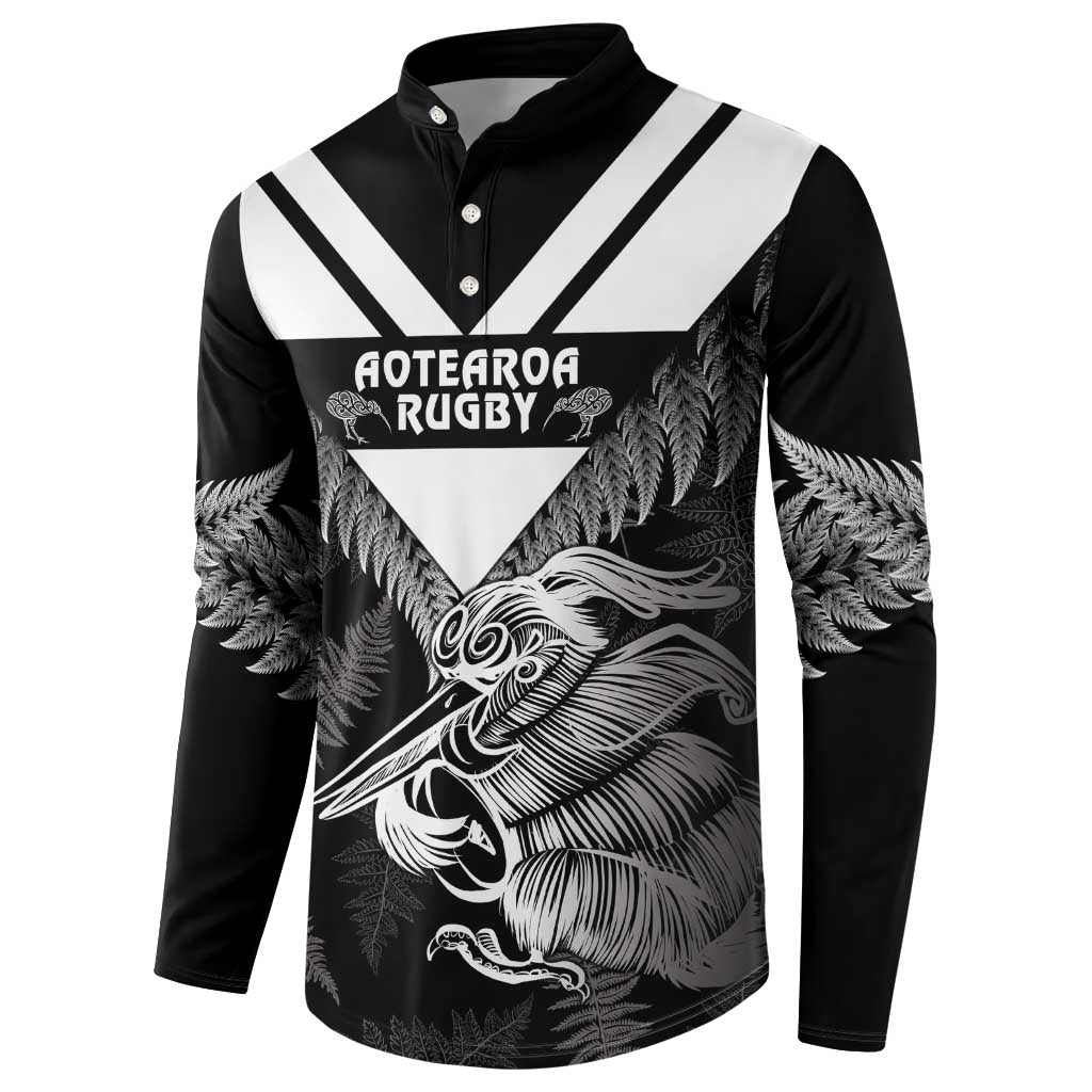 Aotearoa Silver Fern Rugby Custom Button Sweatshirt 2024 Go Kiwi