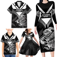 Aotearoa Silver Fern Rugby Custom Family Matching Long Sleeve Bodycon Dress and Hawaiian Shirt 2024 Go Kiwi LT14 - Polynesian Pride