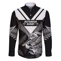 Aotearoa Silver Fern Rugby Custom Family Matching Long Sleeve Bodycon Dress and Hawaiian Shirt 2024 Go Kiwi LT14 Dad's Shirt - Long Sleeve Black - Polynesian Pride