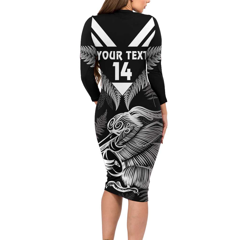 Aotearoa Silver Fern Rugby Custom Family Matching Long Sleeve Bodycon Dress and Hawaiian Shirt 2024 Go Kiwi LT14 - Polynesian Pride
