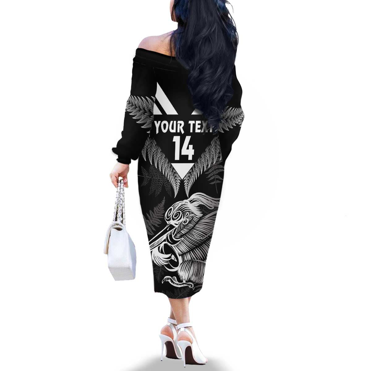 Aotearoa Silver Fern Rugby Custom Family Matching Off The Shoulder Long Sleeve Dress and Hawaiian Shirt 2024 Go Kiwi LT14 - Polynesian Pride