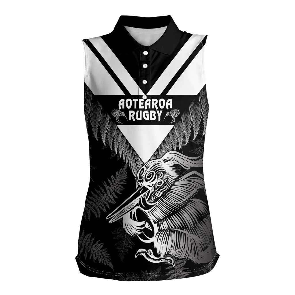 Aotearoa Silver Fern Rugby Custom Women Sleeveless Polo Shirt 2024 Go Kiwi