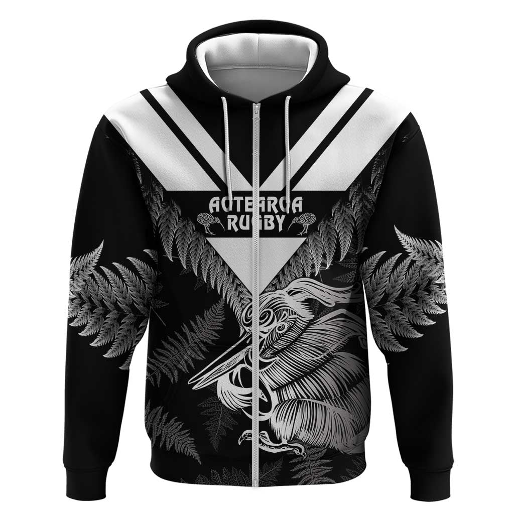 Aotearoa Silver Fern Rugby Custom Zip Hoodie 2024 Go Kiwi