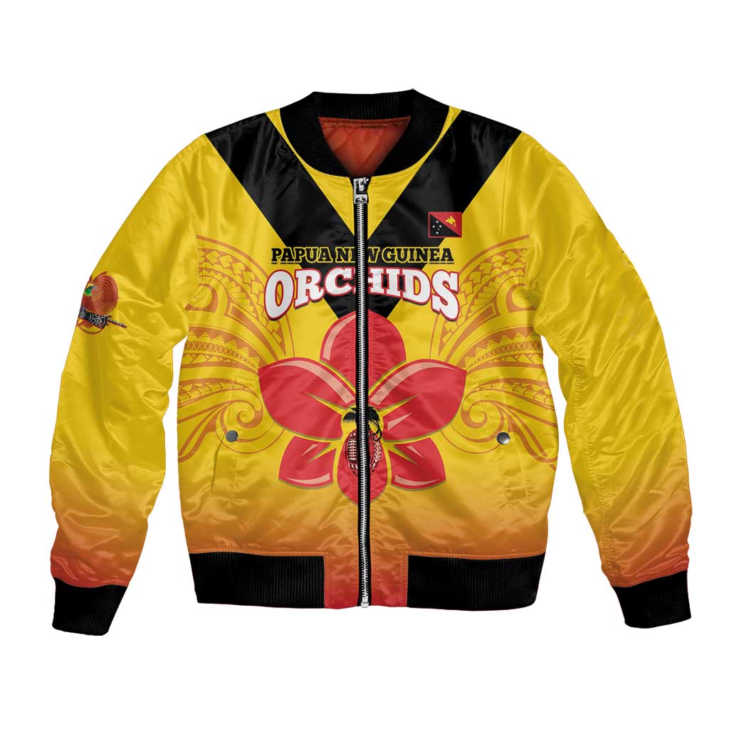 Orchids PNG Rugby Custom Bomber Jacket Go Champions Papua New Guinea