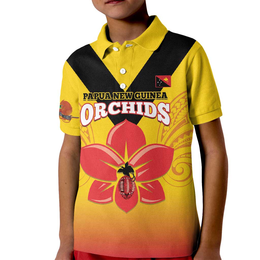 Orchids PNG Rugby Custom Kid Polo Shirt Go Champions Papua New Guinea