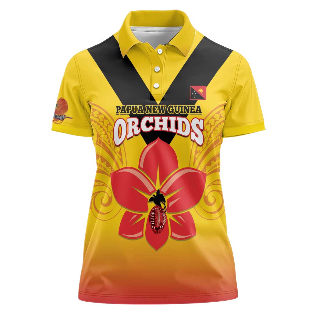 Orchids PNG Rugby Custom Women Polo Shirt Go Champions Papua New Guinea