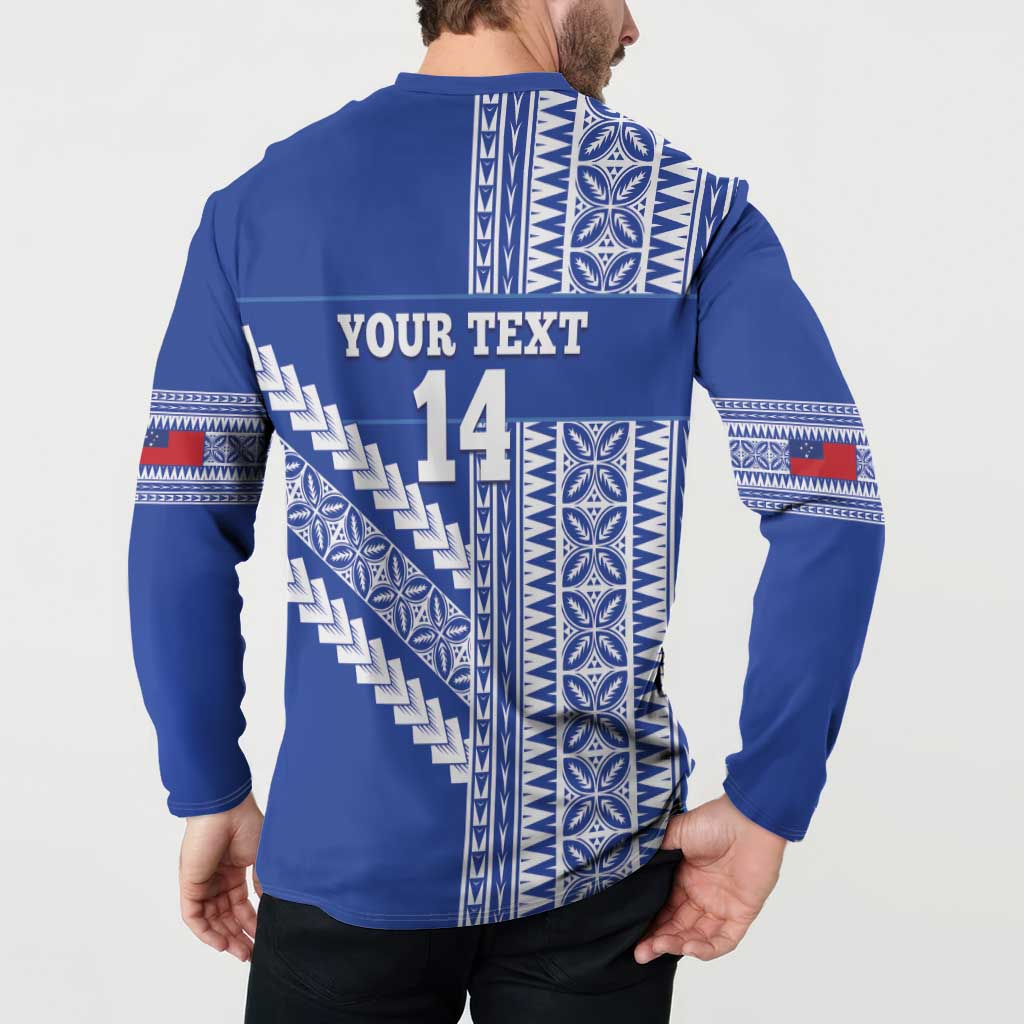 Fetu Samoa Rugby Custom Button Sweatshirt Siapo Pattern - Sporty Style