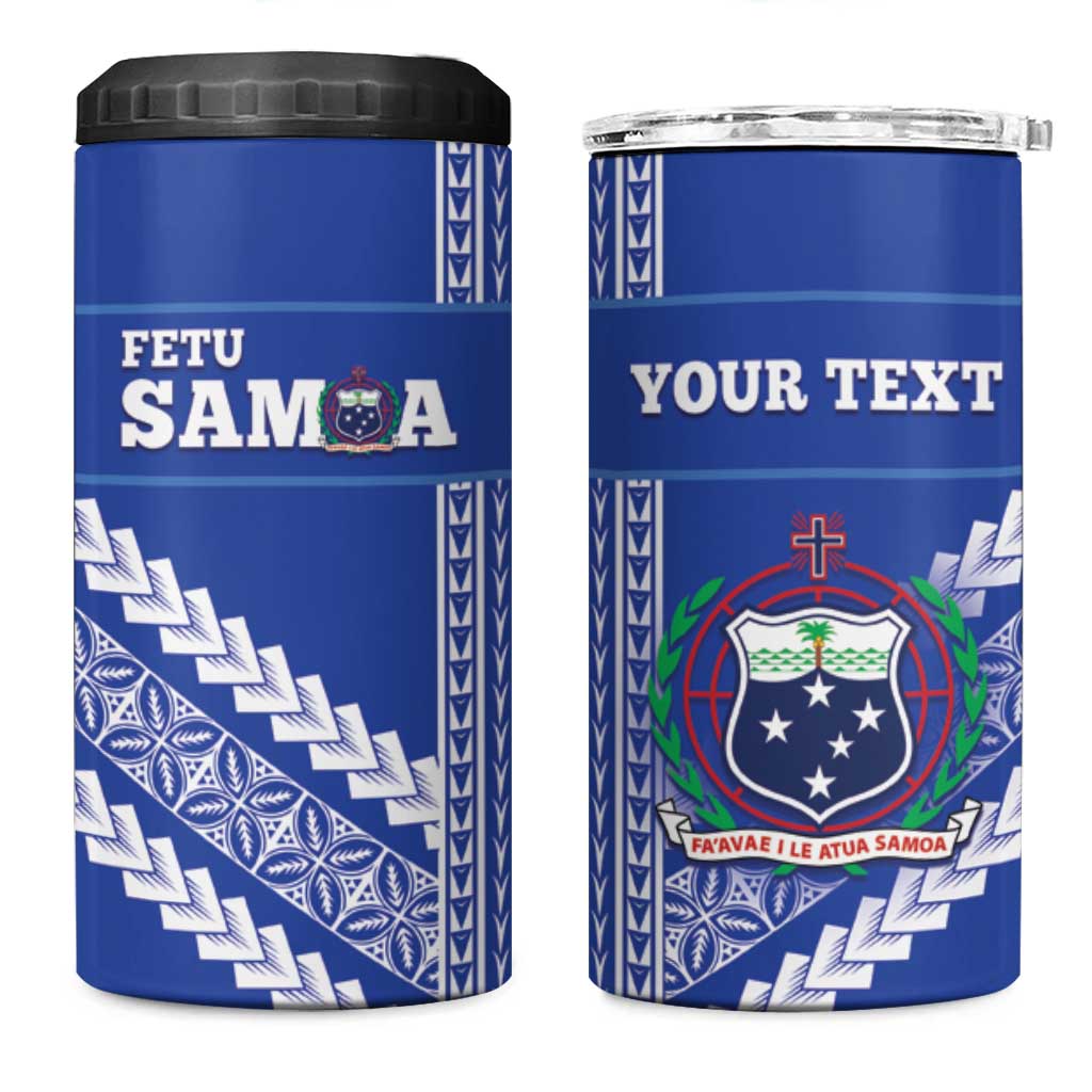 Custom Fetu Samoa Rugby 4 in 1 Can Cooler Tumbler Siapo Pattern - Sporty Style