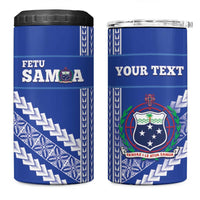 Custom Fetu Samoa Rugby 4 in 1 Can Cooler Tumbler Siapo Pattern - Sporty Style