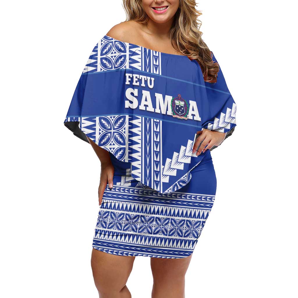 Fetu Samoa Rugby Custom Off Shoulder Short Dress Siapo Pattern - Sporty Style