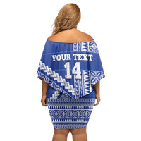 Fetu Samoa Rugby Custom Off Shoulder Short Dress Siapo Pattern - Sporty Style