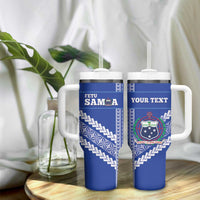 Custom Fetu Samoa Rugby Tumbler With Handle Siapo Pattern - Sporty Style