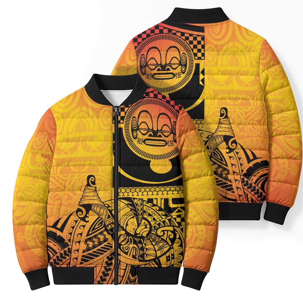 Marquesas Islands Bomber Puffer Jacket Marquesan Matatiki Fish Hook Patutiki - Polynesian Pride