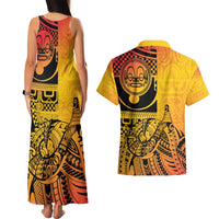 Marquesas Islands Couples Matching Tank Maxi Dress and Hawaiian Shirt Marquesan Matatiki Fish Hook Patutiki - Polynesian Pride