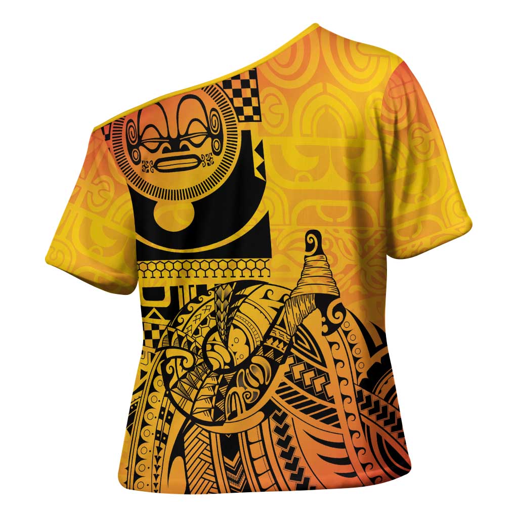 Marquesas Islands Cross Shoulder Shirt Marquesan Matatiki Fish Hook Patutiki - Polynesian Pride