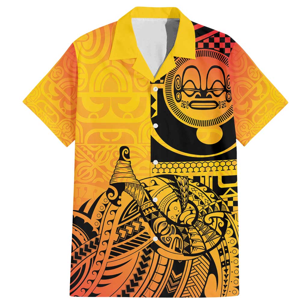 Marquesas Islands Family Matching Off Shoulder Short Dress and Hawaiian Shirt Marquesan Matatiki Fish Hook Patutiki - Polynesian Pride