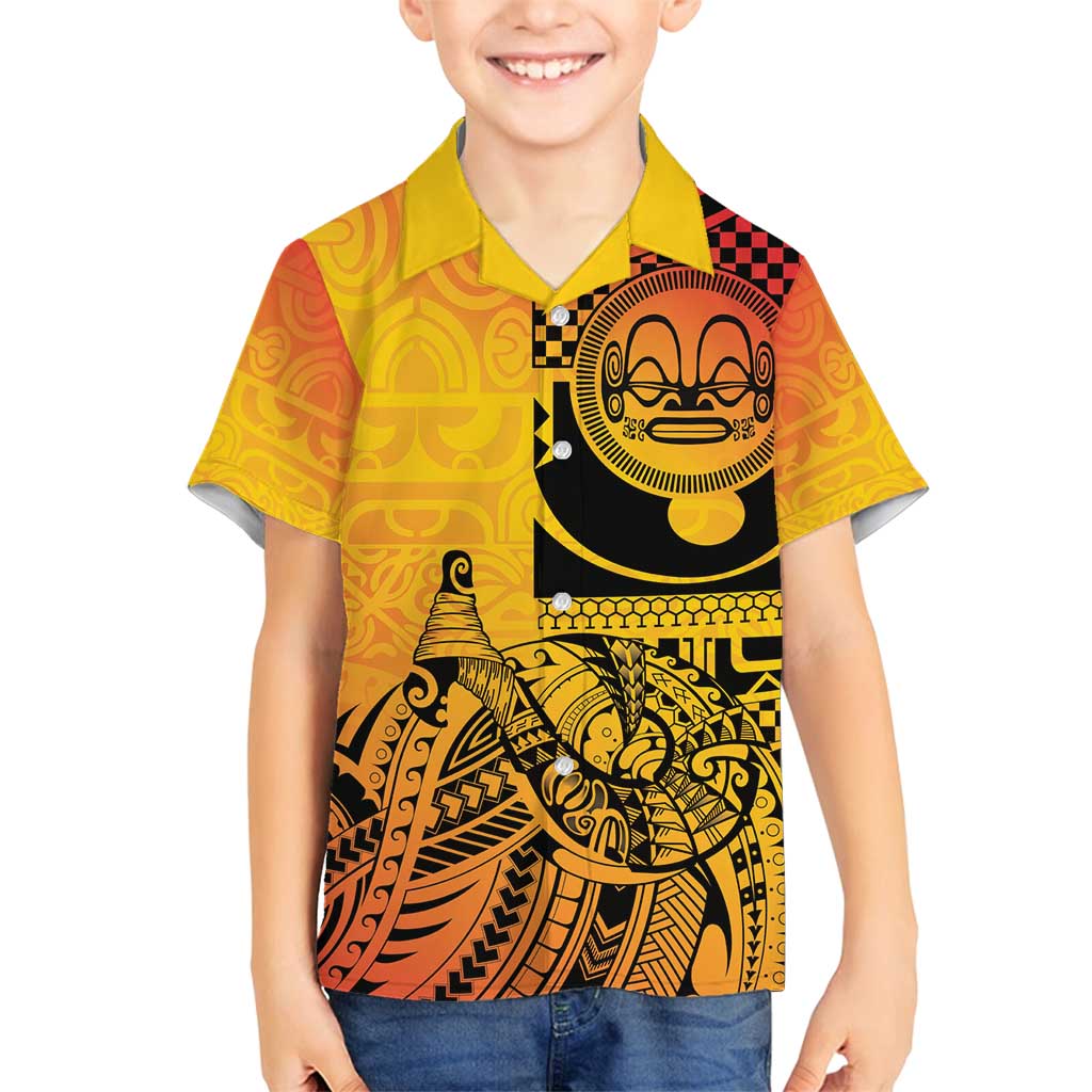 Marquesas Islands Family Matching Off Shoulder Short Dress and Hawaiian Shirt Marquesan Matatiki Fish Hook Patutiki - Polynesian Pride