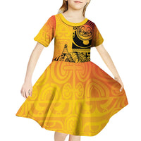 Marquesas Islands Kid Short Sleeve Dress Marquesan Matatiki Fish Hook Patutiki - Polynesian Pride