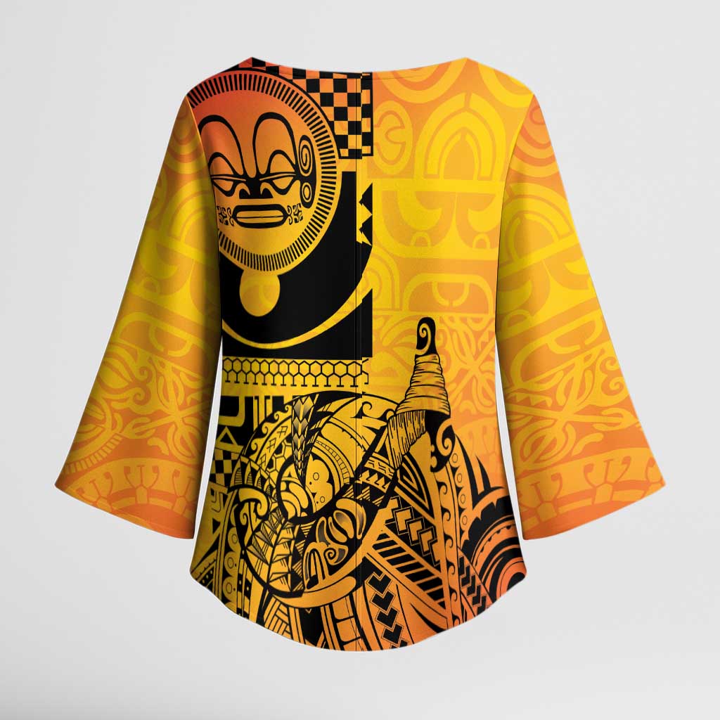 Marquesas Islands Kimono Sleeve Blouse Marquesan Matatiki Fish Hook Patutiki - Polynesian Pride