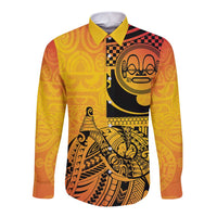 Marquesas Islands Long Sleeve Button Shirt Marquesan Matatiki Fish Hook Patutiki - Polynesian Pride