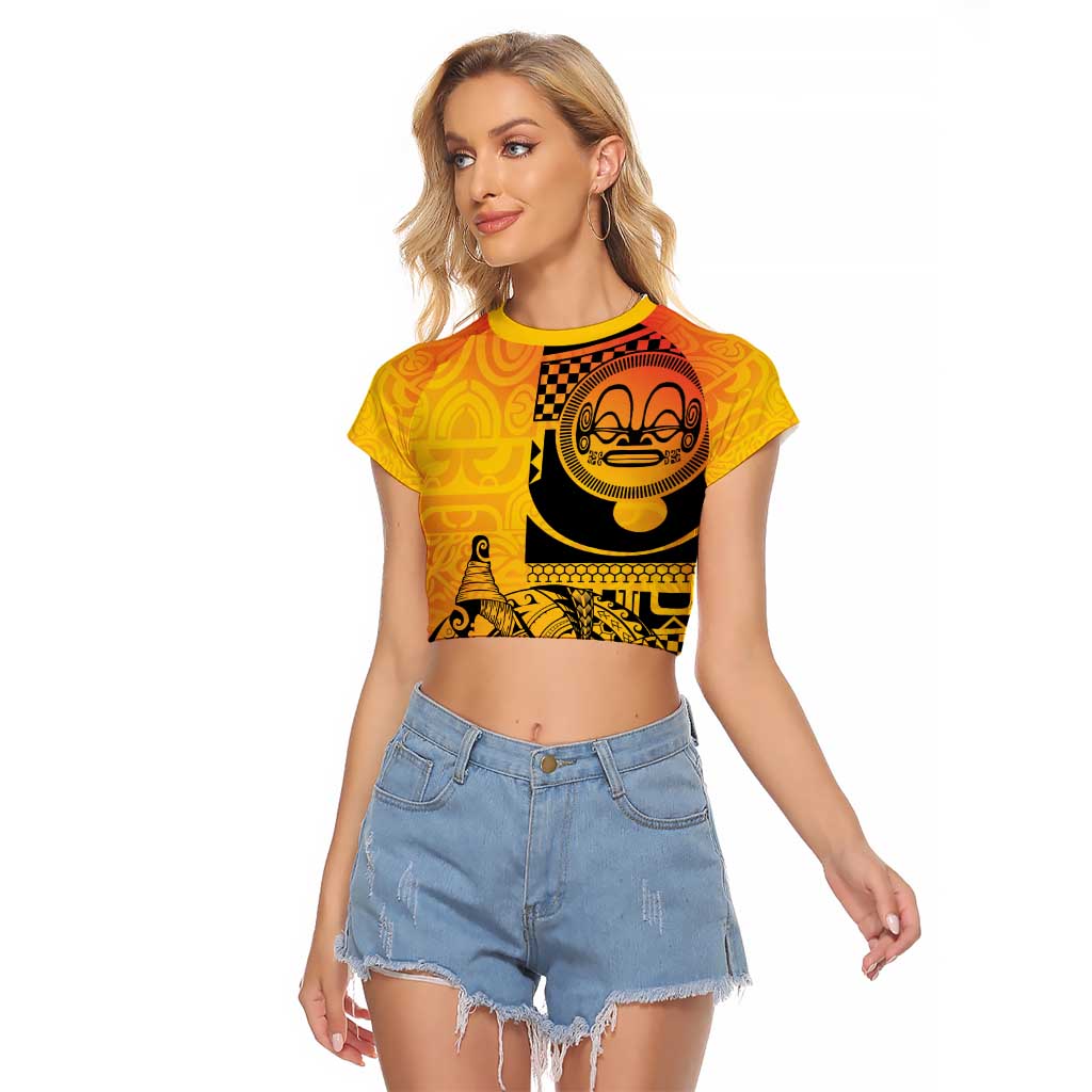 Marquesas Islands Raglan Cropped T Shirt Marquesan Matatiki Fish Hook Patutiki - Polynesian Pride