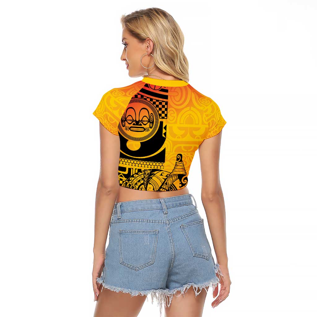 Marquesas Islands Raglan Cropped T Shirt Marquesan Matatiki Fish Hook Patutiki - Polynesian Pride