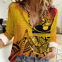 Marquesas Islands Women Casual Shirt Marquesan Matatiki Fish Hook Patutiki - Polynesian Pride