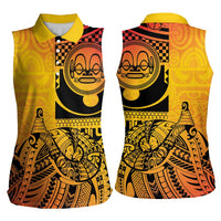 Marquesas Islands Women Sleeveless Polo Shirt Marquesan Matatiki Fish Hook Patutiki - Polynesian Pride