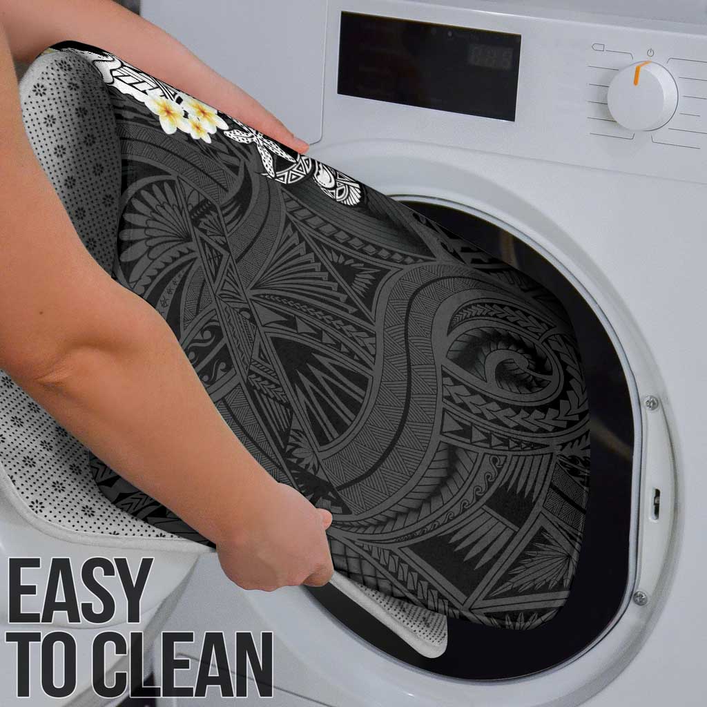 Black Samoa Tattoo Bathroom Set Plumeria Samoan Ocean Tatau Pattern - Polynesian Pride